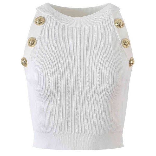 

women's tanks camis summer careful machine neck knitted suspender vest women's fashionable french metal buckle thin style krpz, White