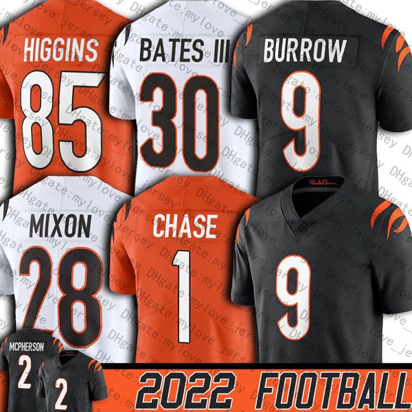 

9 joe burrow mixon jersey football jamarr chase tee higgins tyler boyd hayden hurst jerseys cincinnati bengals evan mcpherson trey hendricks, Black;red