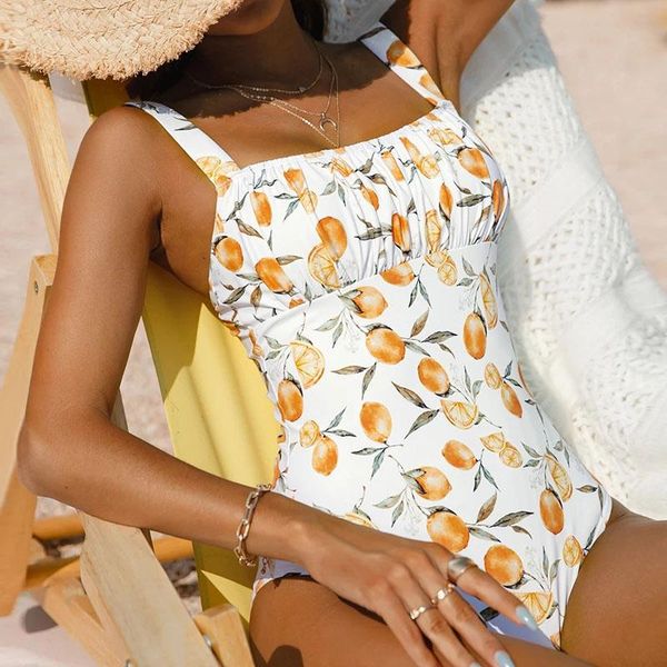 

women's swimwear female fruit print one piece swimsuit women sports bathing suit swim beach wear bodysuit 2022, White;black