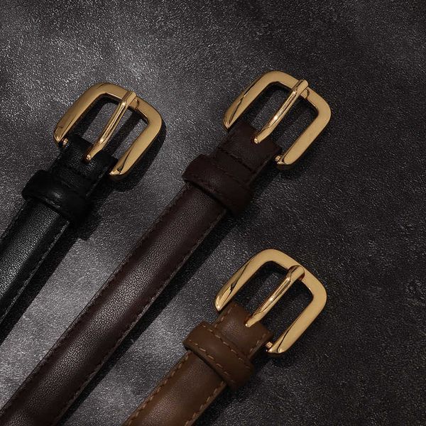 

women first layer of cowhide leather belt female decorative minority design pants fashion waistband for girl, Black;brown