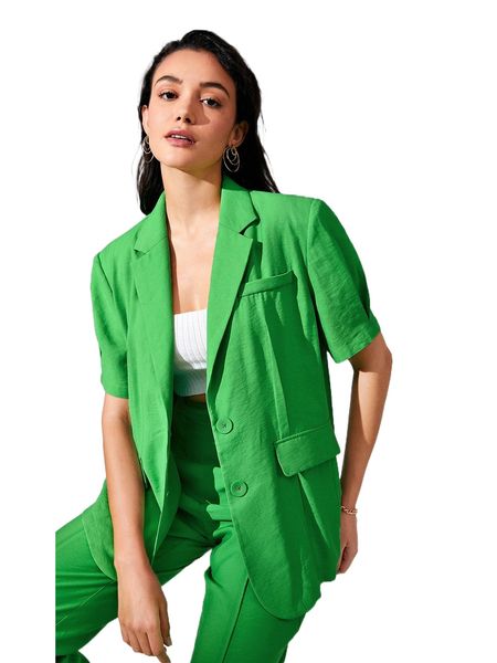 

single breasted flap detail blazer j21h#, White