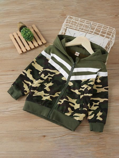 

toddler boys camo print zip-up hooded jacket she, Blue;gray