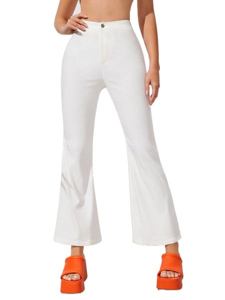 

high waist flare leg pants s5tk#, Black;white