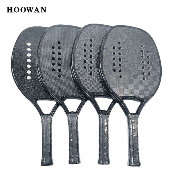 

hoowan raket hiu hitam karbon tenis pantai 3k 12k 18k raket tenis pantai profesional permukaan kasar hitam solid lembut inti eva 220621