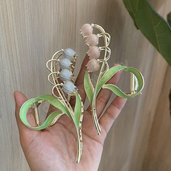 

french elegant clamps simple gentle orchid clip hair clip for women daily wear jewelry gifts hair accessories, Slivery;golden