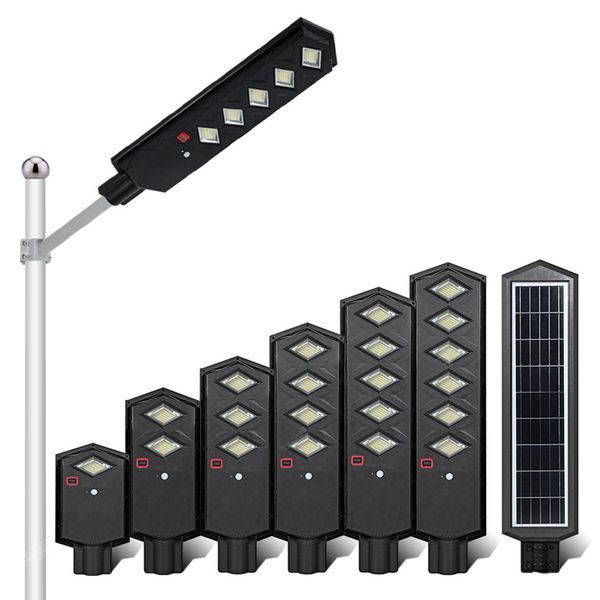 All-in-One-Solar-LED-Straßenlaterne, 50 W, 100 W, 150 W, 200 W, 250 W, 300 W, Außenbewegungssensor, ABS, IP65, wasserdichte Straßenleuchte