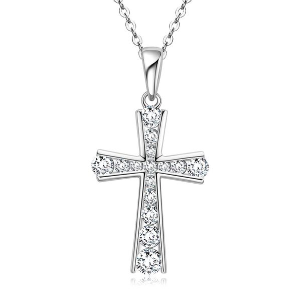 

pendant necklaces solid 925 sterling sier cross necklace 1.2 inch chain lengt amkxw, Silver