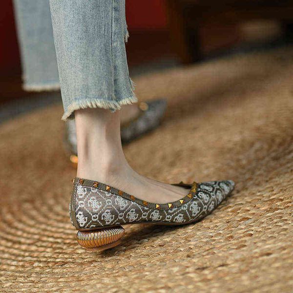 

sandals luxury rivet pointed high heels designer french color matching print low, Black