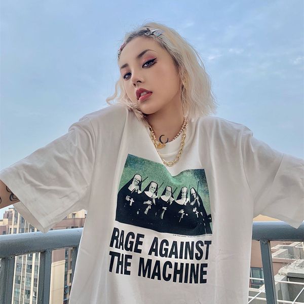 

rage against the machine t shirts men's vintage t-shirts hip hop rock man summer men women oversized t-shirt streetwear plus size loose, White;black