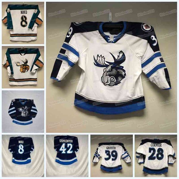 

custom manitoba moose hockey jersey ahl simon lundmark evan polei kristian reichel c.j. suess mikey eyssimont greg meireles thomas caron, Black