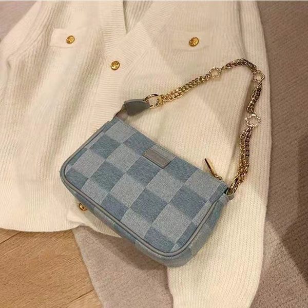 

fashion blue lattice shoulder bag comfortable simple generous and versatile collocation handbag mini square bag