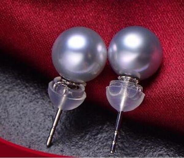 

good noble jewelry charming luster 9mm south sea silver grey pearl earring 14k