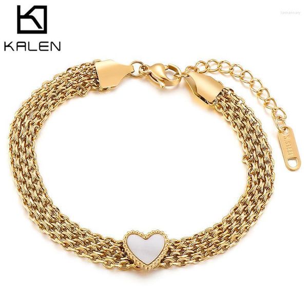 Link Kette Edelstahl Böhmen Multi-schicht Armband Uhr Einfache Weibliche Gold Silber Farbe Zubehör JewelryLink Lars22