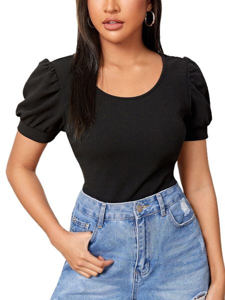 

solid scoop neck tee j9yd#, White