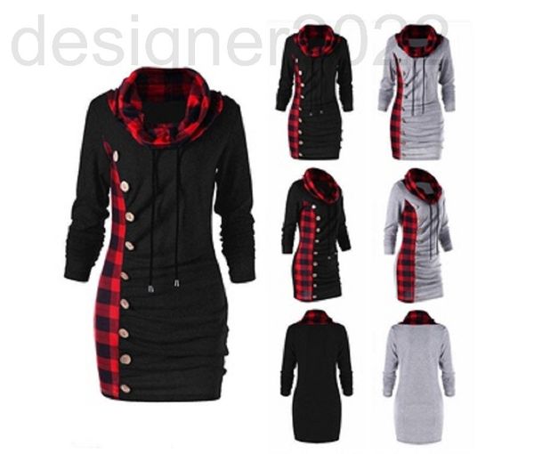 

casual dresses designer patchwork women's plaid coat tl6l, Black;gray