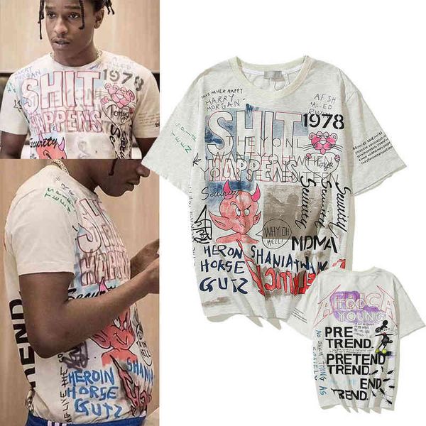 

designer vintage oversized sweat luxe fashion t shirt rocky stars cooperative coinjured generation tee handpainted graffiti limited short sv, White;black