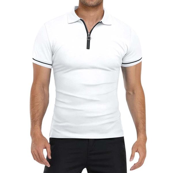 Polo da uomo Uomo Casual Soild Zipper Top Camicia Colletto rovesciato Camicetta Pantofola manica corta Calzini per ragazze Quick Dry TeeMen's