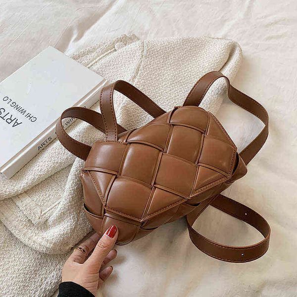 

woven square tote bag fashion new pu leather women s designer handbag luxury brand shoulder messenger bag 220419
