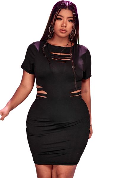 

plus cut out bodycon dress q0po#, Black