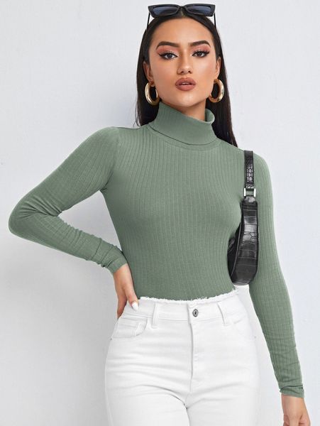 

rolled neck form fitted tee u3we#, White