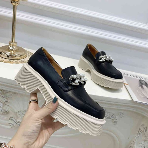 

dress shoes women's shoes spring european cowhide patent leather square head british style thick soled muffin lefu m5fp, Black