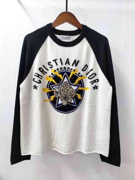 

women's hoodies sweatshirts yr autumn and winter fashion versatile simple letter five pointed star jacquard black white contrast knitti