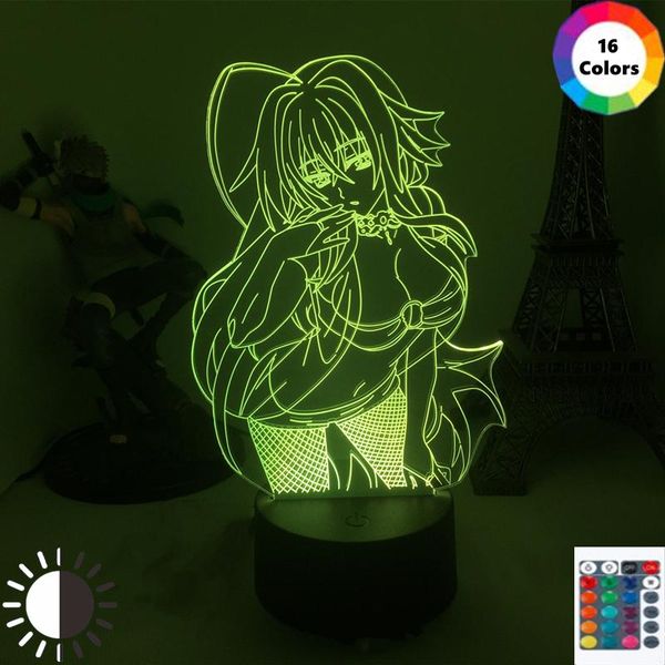 Gece ışıkları anime lise dxd figür lamba rias gremory manga kurulum odası doğum günü hediye dekor sevimli rgb 3d led ışık dxdnight ışıklar