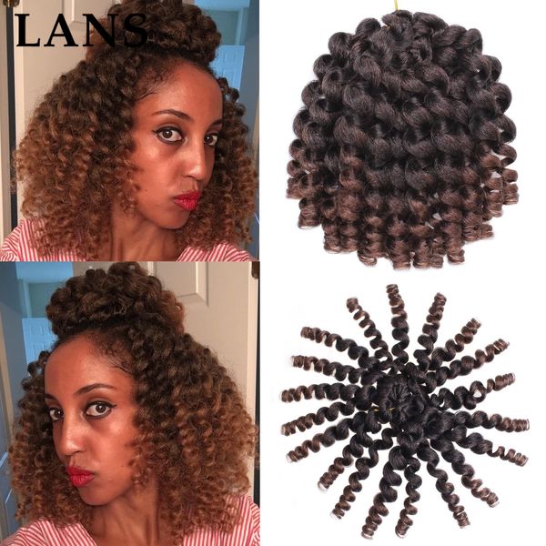 Varinha de cabelo de crochê de 8 polegadas Varinha de cabelo de Havana Curly 20 suportes/pacote Trança de cabelo sintético pré-loopado para mulheres LS08Q