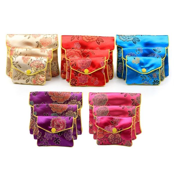 Bolsa de jóias bolsa de seda pequeno saco de presente bordado Bolso de organizadores de moedas para mulheres garotas colares brinquedos braceletes