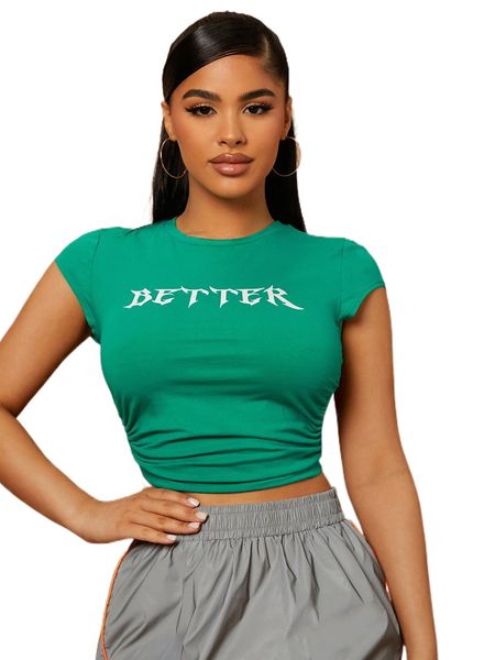

sxy letter graphic cut out lace up crop tee z4xe#, White