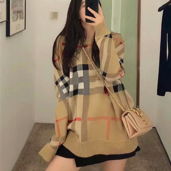 

2022 fashion sweater women's autumn round neck striped fashion long sleeve women high end jacquard pullover knitting sweaters coats s-x, White;black