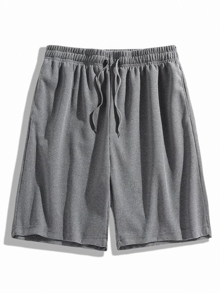 

men drawstring waist solid shorts u2km#, White;black