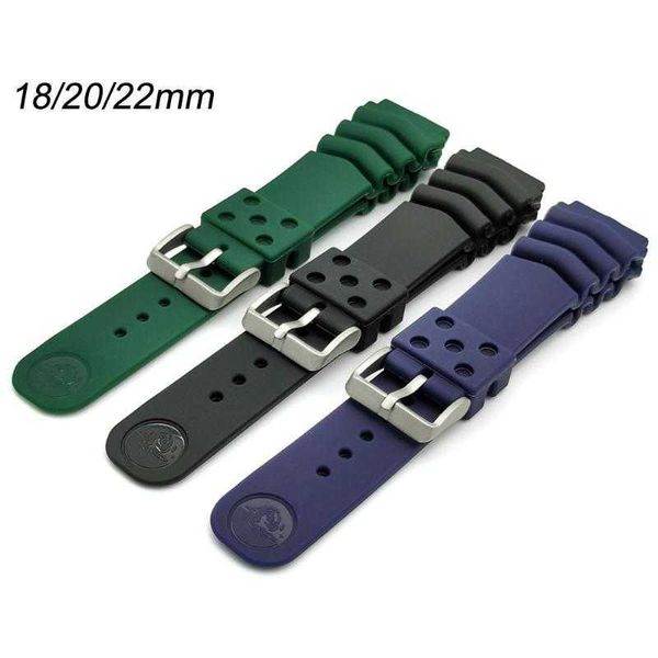 Assistir bandas 18mm 20mm 22mm Strap homens esportes de silicone de silicone Banda de pulseira Acessórios de cinta de pulseira para Skx007 com