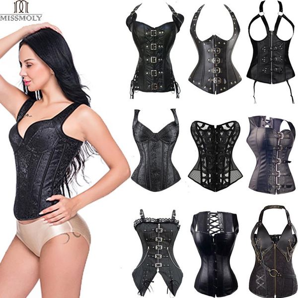 

steampunk corset gothic bustier boned overbust dress underbust burlesque plus size 6xl tummy slimming clothes, Black;white
