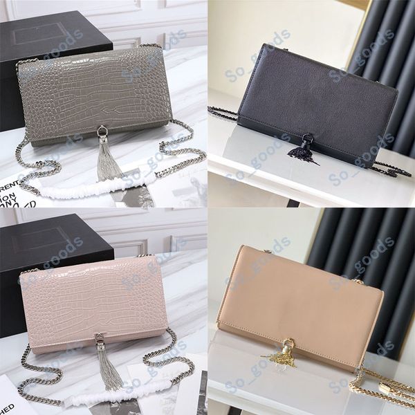 KATE Bolsas femininas crossbody famosas Bolsa corrente com borla moda presente de couro bolsa de ombro bolsa preta bolsa de grife de luxo bolsa de mão