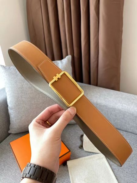 

men's belts leather high-grade cowhide woman's belt classic gold buckle business versatile leisure double-sided, Black;brown