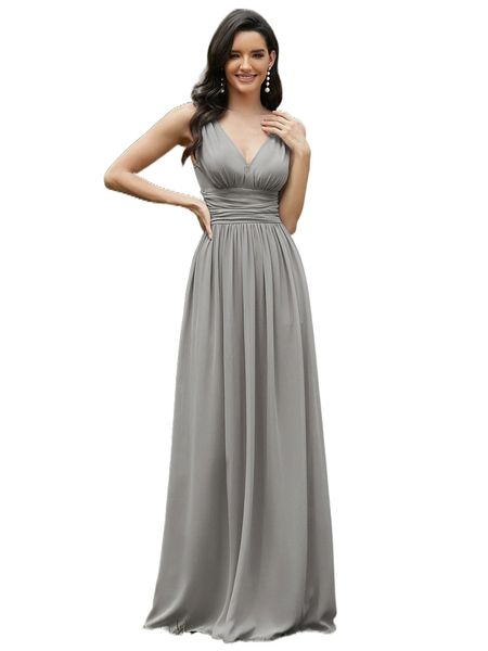 

ever-pretty double v neck ruched waist prom dress r9rv#, Black;gray