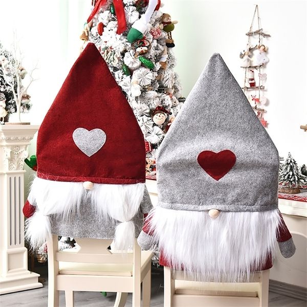 Coprisedie di Natale Cappello di Babbo Natale Cena Indietro Tavolo Decorazioni per feste Forniture per l'anno Nave libera Y201020