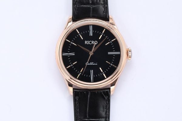

ew factory selling men's wrist watch 39mm with 3132 mechanical movement imported leather strap scratch-proof sapphire mirror fashion sp, Slivery;brown