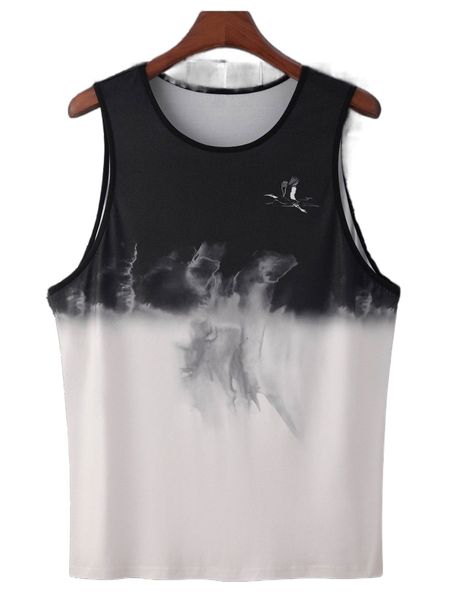 

men tie dye animal print tank s4ut#, White;black