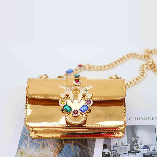 

bag 2021 new luxury brand famous designer gold diamond lattice shoulder messenger bags fashion swallow women purse and handbags sac