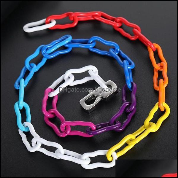 

chains edy 2021 hip hop punk chain stitching colored titanium steel cuba necklace trend for men women girls female jewe bdedome dhbx3, Silver