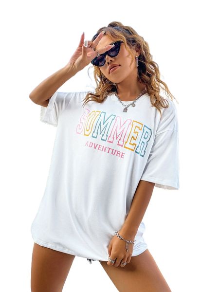 

letter graphic drop shoulder tee a3cc#, White