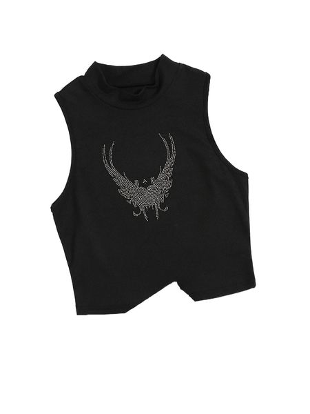 

rhinestone wings pattern tank i7eq#, White
