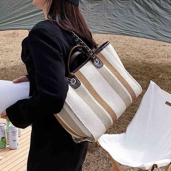 

high capacity crossbody shoulder bag for women stripe trendy luxury designer simple branded shopping handbags 220512