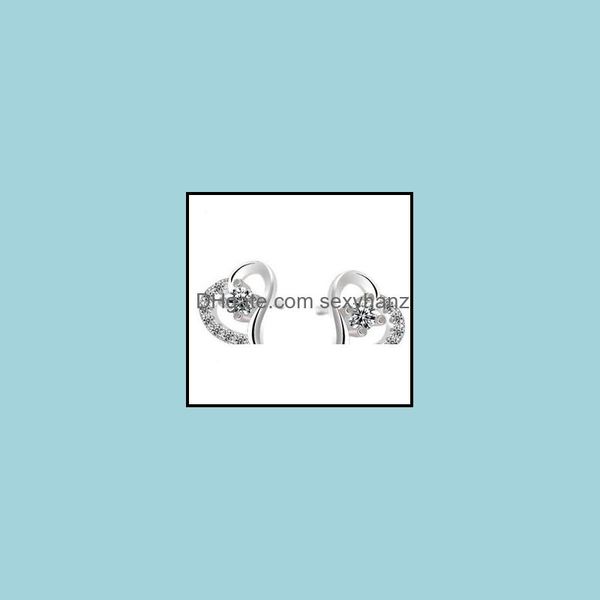 

stud earrings jewelry sier earring selling crystal heart for women girl wedding party wholesale - drop delivery 2021 5igtr, Golden;silver