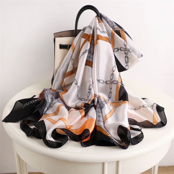 Дизайнер бренд шелк Silk Scarf Высококачественный Folard Bandana Long Lrage Shawls Wrpas wrpas inter шее шарфы Lady hijab new