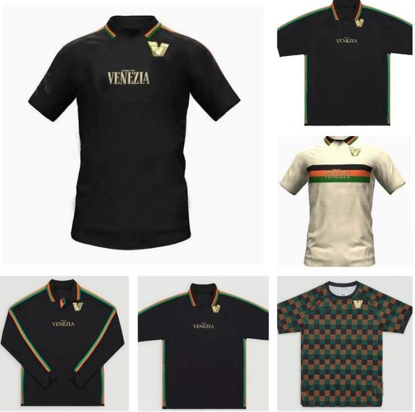

22 23 venezia fc soccer jerseys home black away white third blue 4th red 10# aramu 11# forte venice 2022 2023 busio 27# football shirts 3rd, Black;yellow