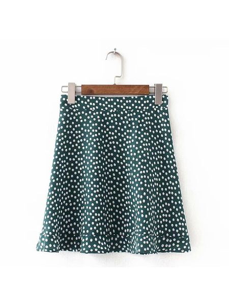 

skirts women dots mini skirt green white saia high waistline faldas 2022 summer, Black