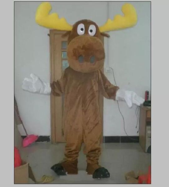 costume mascotte testa di alce marrone per Chrismtas per adulti da indossare fantasia di carnevale